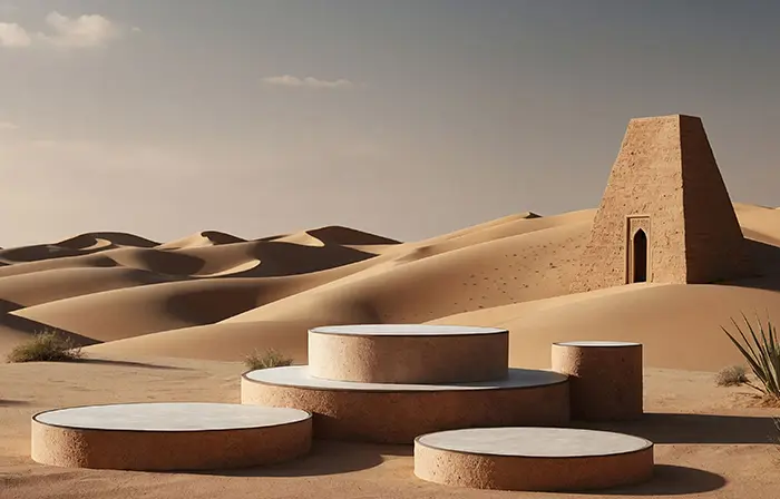 Artistic Podium Shapes in Desert Photo